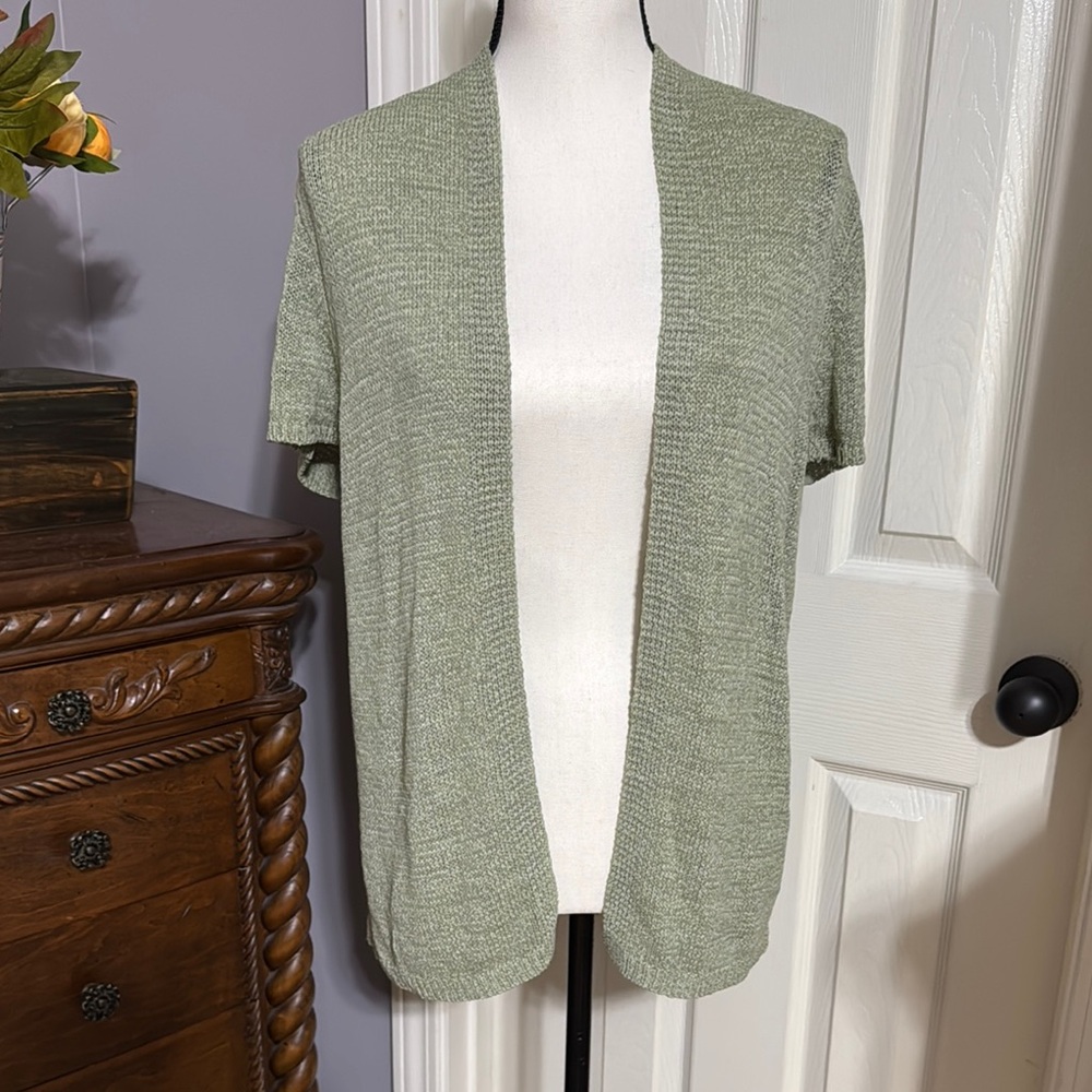 august silk Sage Green Open Front Short Sleeve Cardigan